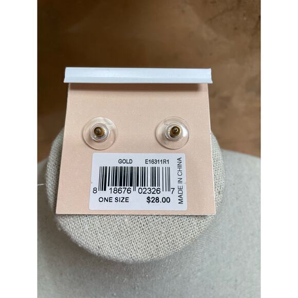 NWT Rebecca Minkoff Minimalist Geometric Gold Tone‎ Square Stud w/ Push Backs - Picture 3 of 6